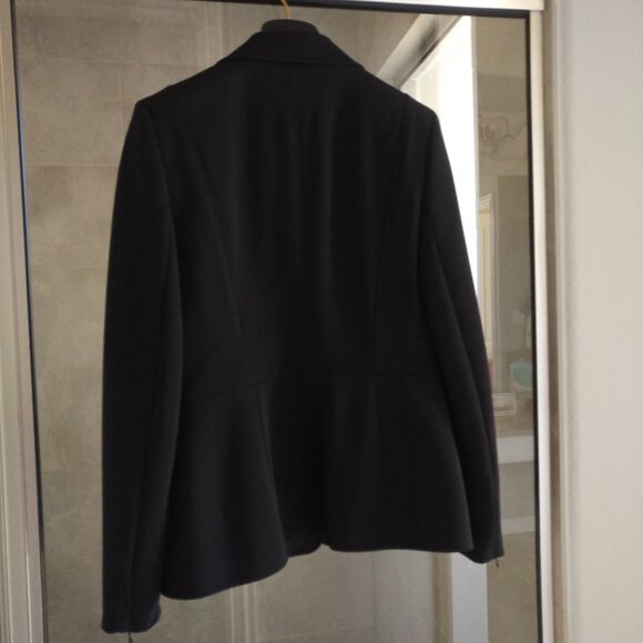 BRAND NEW WOMENS NAVY ESCADA BENINA ONE-BUTTON SCUBA PEPLUM JACKET SIZE 38 (US8) - Picture 6 of 7